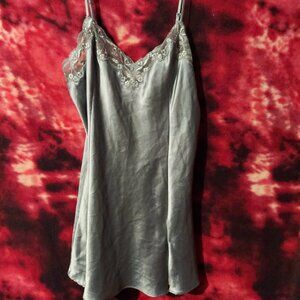 victoria's secret green lace satin lingerie slip dress top